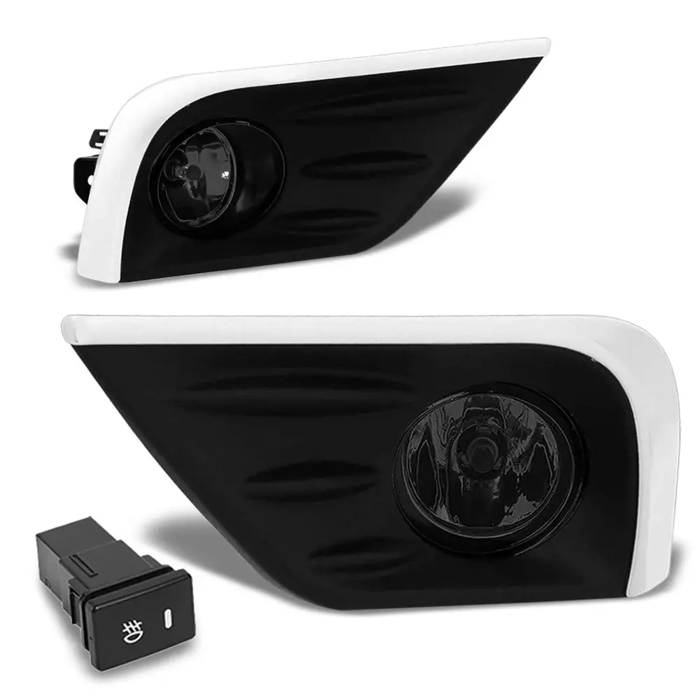 Smoke Lens Chrome Trim Bezel Cover Fog Light Lamp For 16-18 Nissan Altima Sedan 1