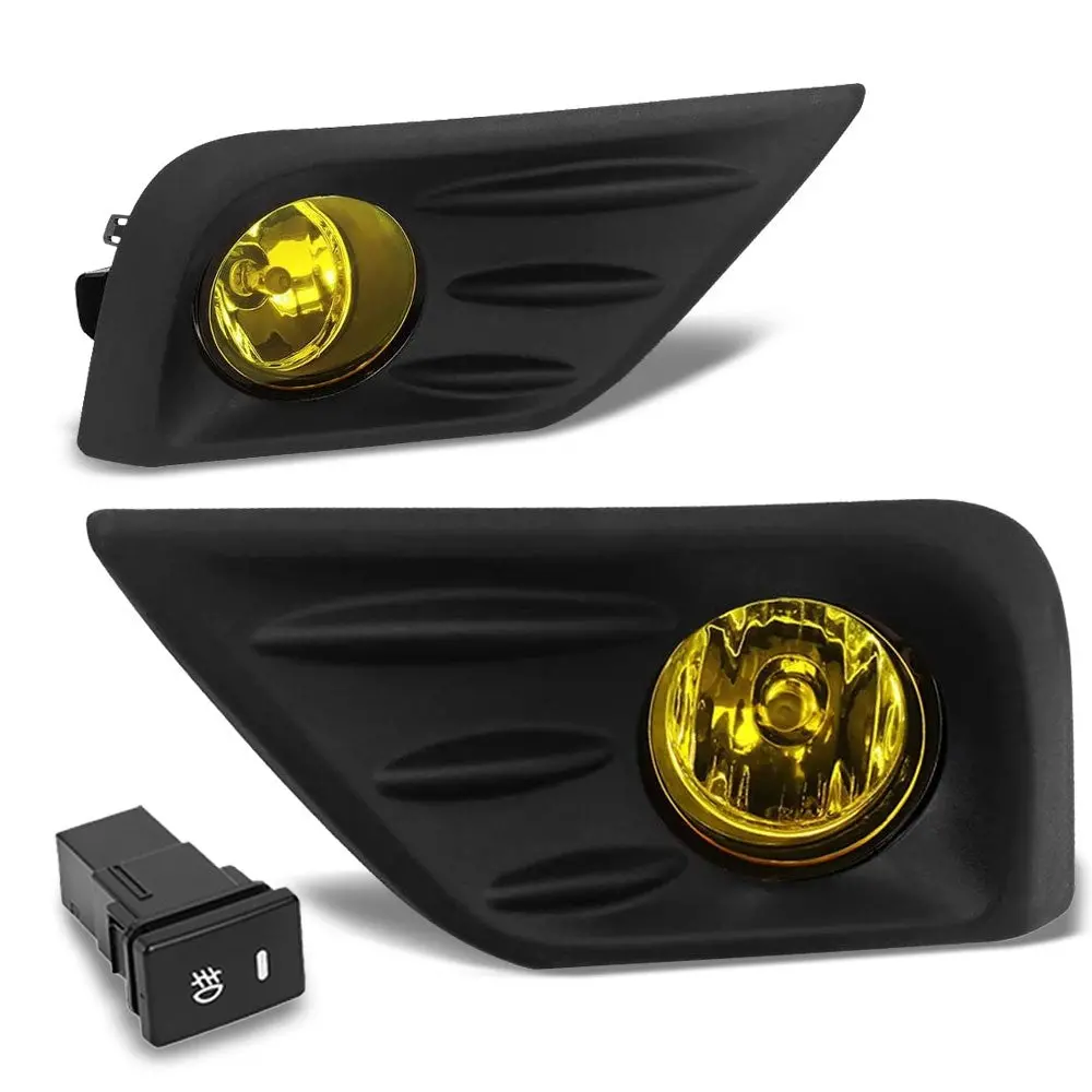Amber Lens Black Trim Bezel Cover Fog Light Lamp For 16-18 Nissan Altima Sedan 1