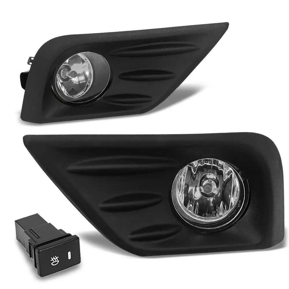 Clear Lens Black Trim Bezel Cover Fog Light Lamp For 16-18 Nissan Altima Sedan 1