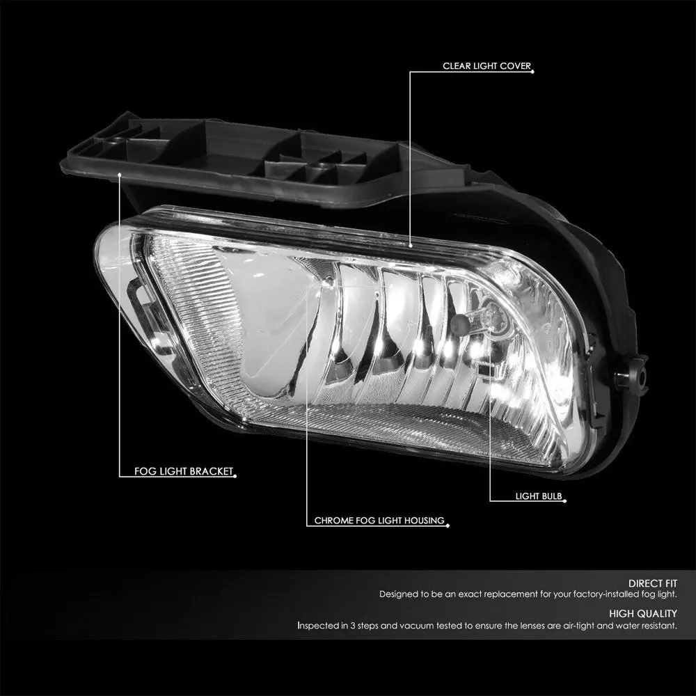 Front Bumper Clear Lens Fog Light Lamp+Bulbs For 02-06 Chevy Avalanche 1500 2500 2