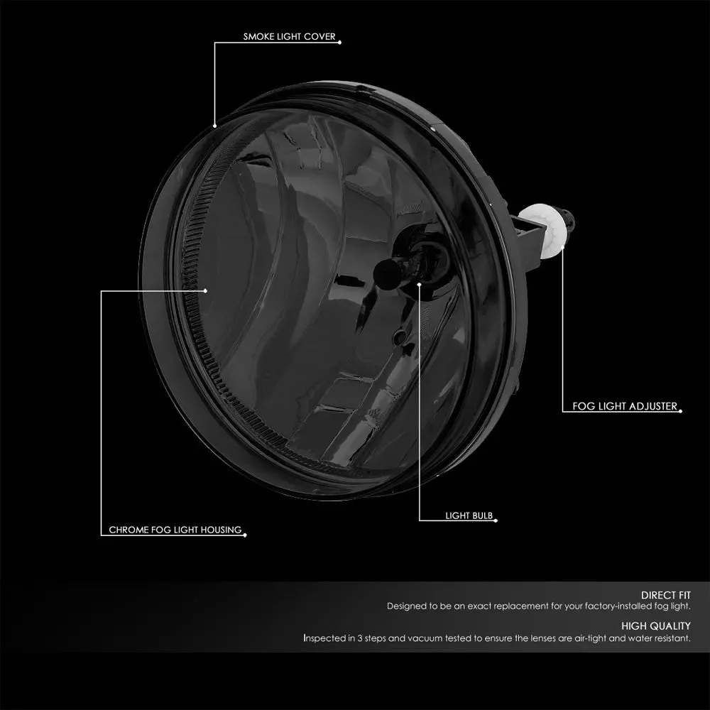 Smoke Lens Oe Bumper Reflector Fog Light Lamp Kit For 07-14 Gmc Sierra 2500 Hd 2