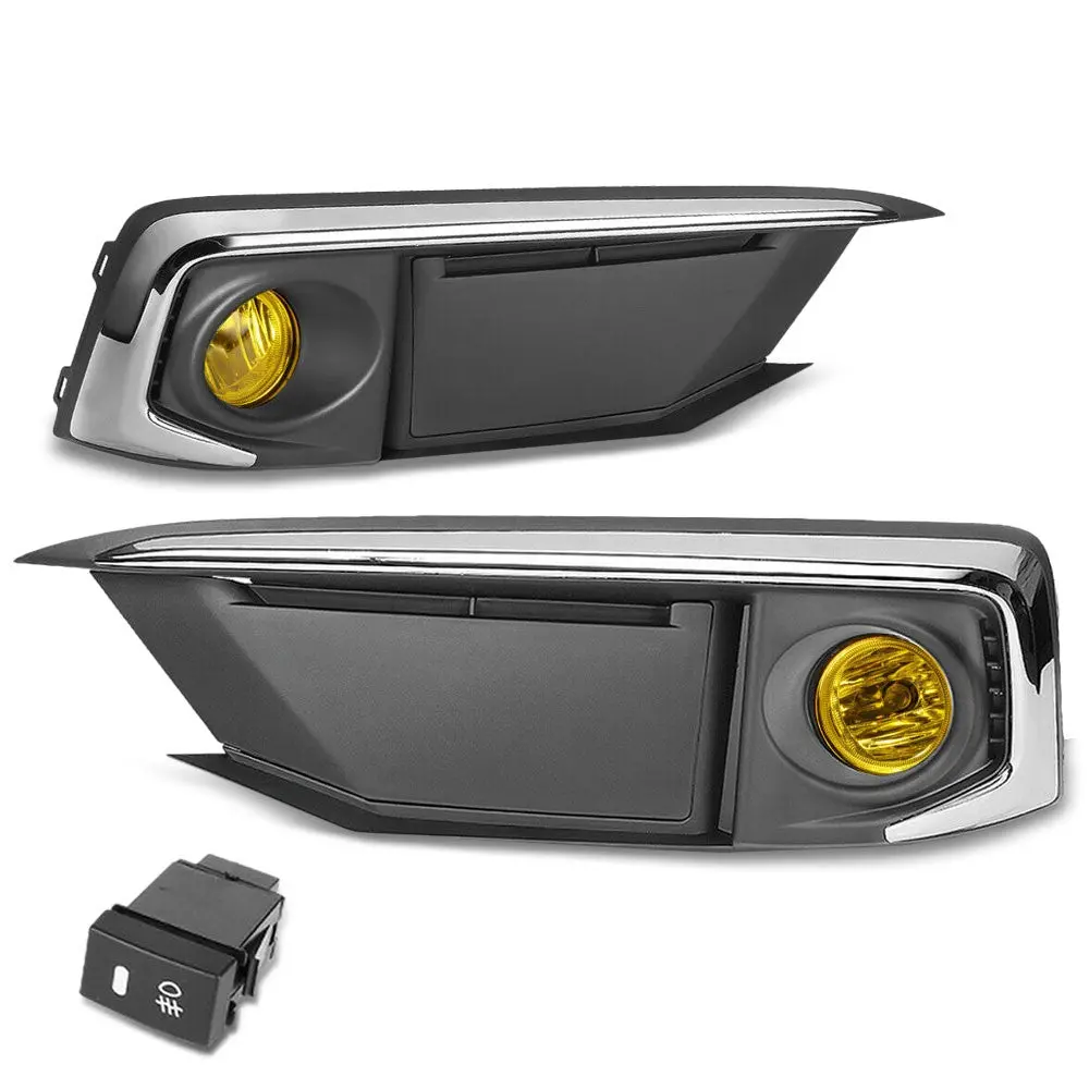 Amber Lens Reflector Bezel Cover Fog Light Kit For 19-Up Honda Civic Fc 2Dr 4Dr 1