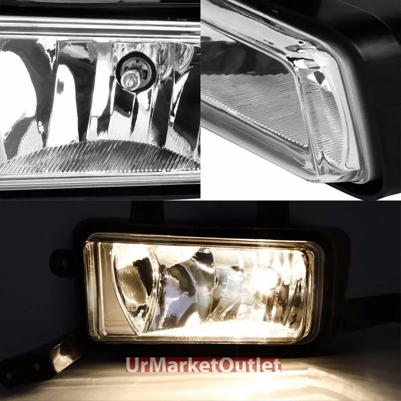 Clear Lens Front Replacement Bumper Fog Light Lamp+Bulb+Switch For 15+ Chevy/Gmc 1