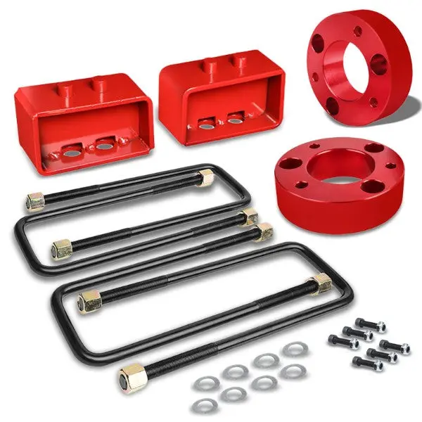 3" F/3" R Red Strut Top/Spring Mt Leveling Lift Kit Spacer/Block For 04-17 F-150 1