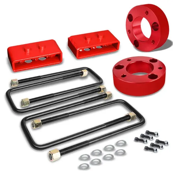 2.5"F/1.5"R Red Strut Tp/Spring Mt Leveling Lift Kit Spacer/Block For 04-17 F150 1