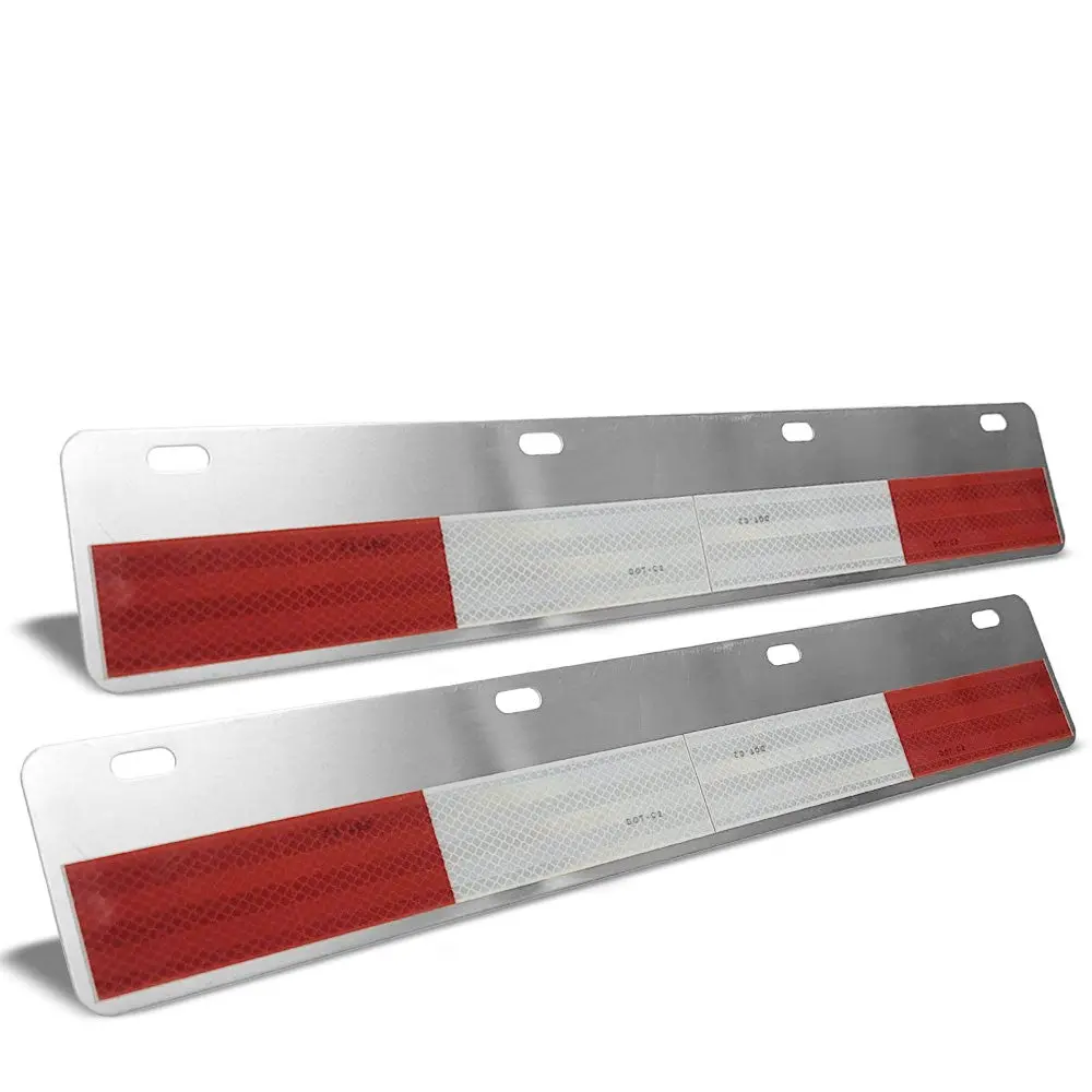 2X Fleet Engineers 033-04259 Aluminum Straight Red/White Reflective Conspicuity Plate Strip Attach 1