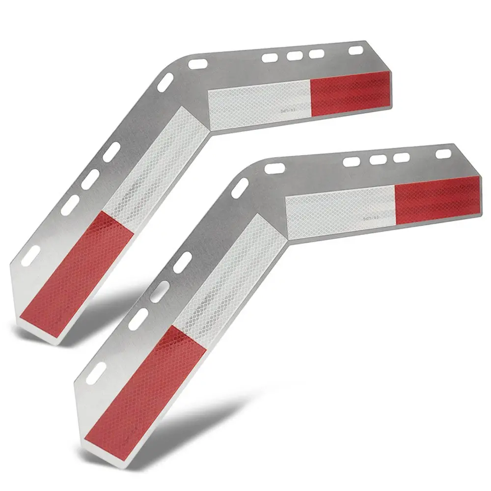 2X Fleet Engineers 033-04263 Aluminum 45 Degree Shortie Red/White Reflective Conspicuity Plate Strip Attach 1