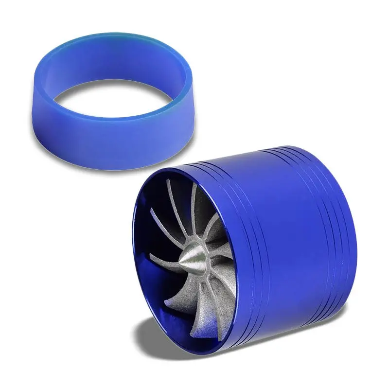 Blue 2.5-2.9" Aluminum Turbine Fan Shortram Intake Turbonator Adaptor Fuel Saver 1