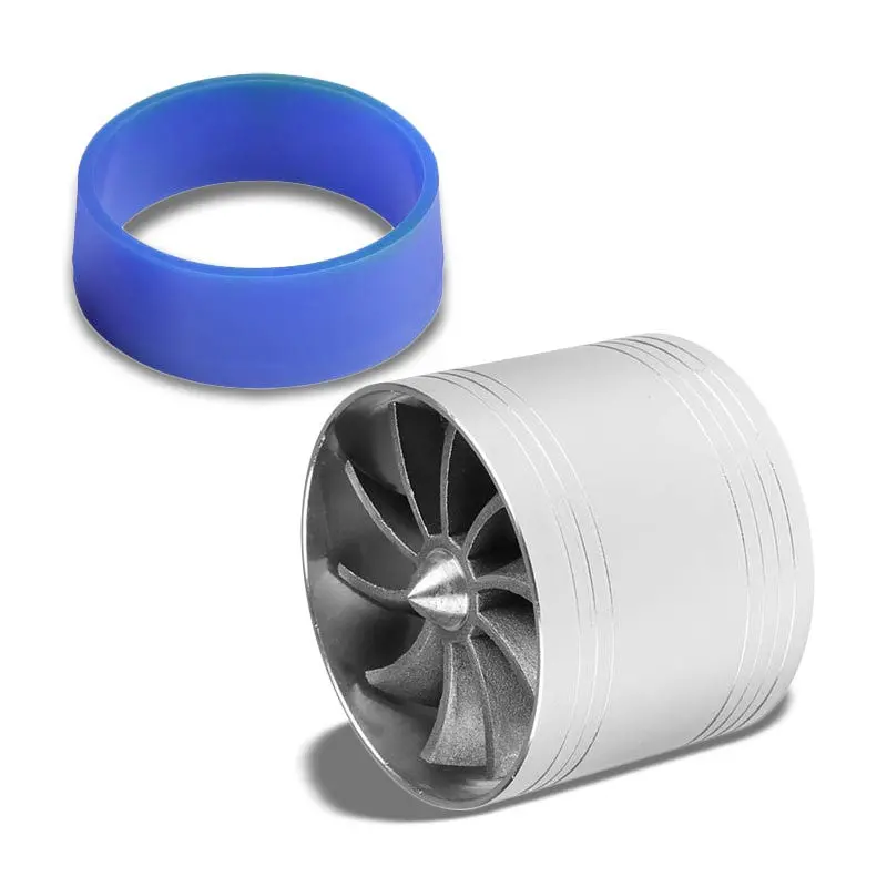 Silver 2.5-2.9" Aluminum Propeller Flow Fan Cold Air Intake Turbonator Gas Saver 1
