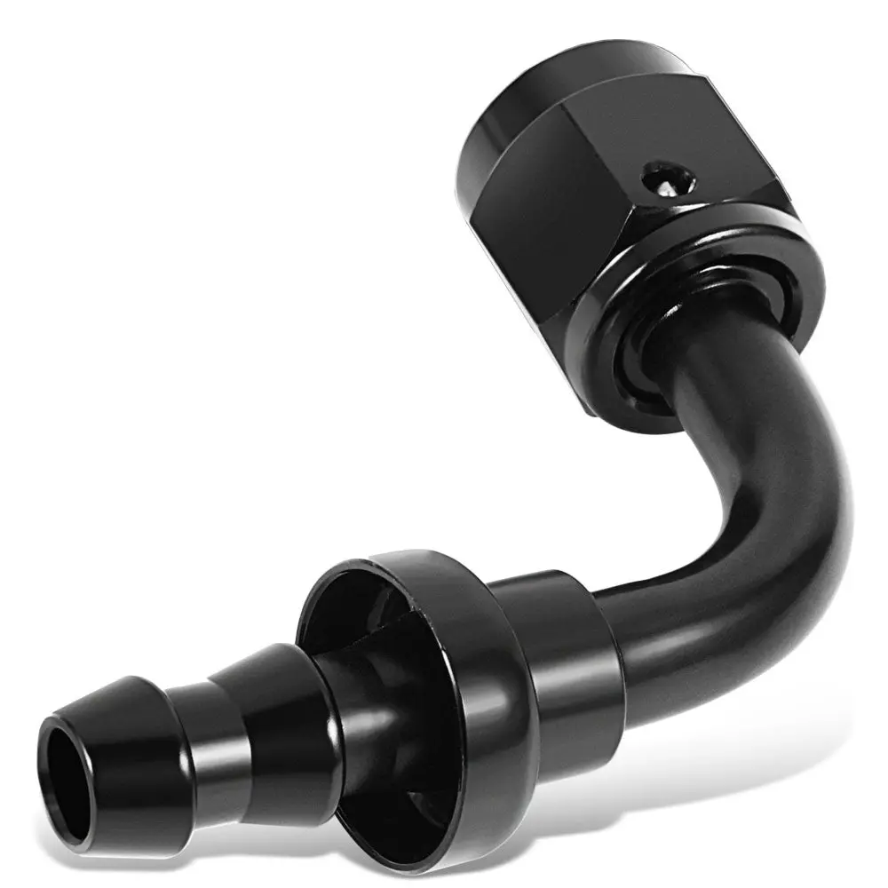 Bfc Push-On Hose End To An Female An Fitting Adapter [90 Degree] [-4 To 1/4" Barb] [Aluminum, Black] 1