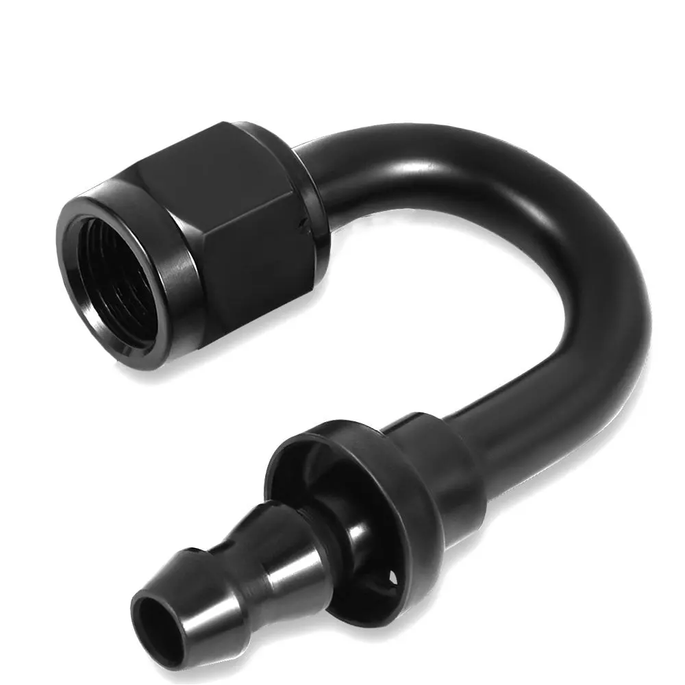 Bfc Push-On Hose End To An Female An Fitting Adapter [180 Degree] [-4 To 1/4" Barb] [Aluminum, Black] 1