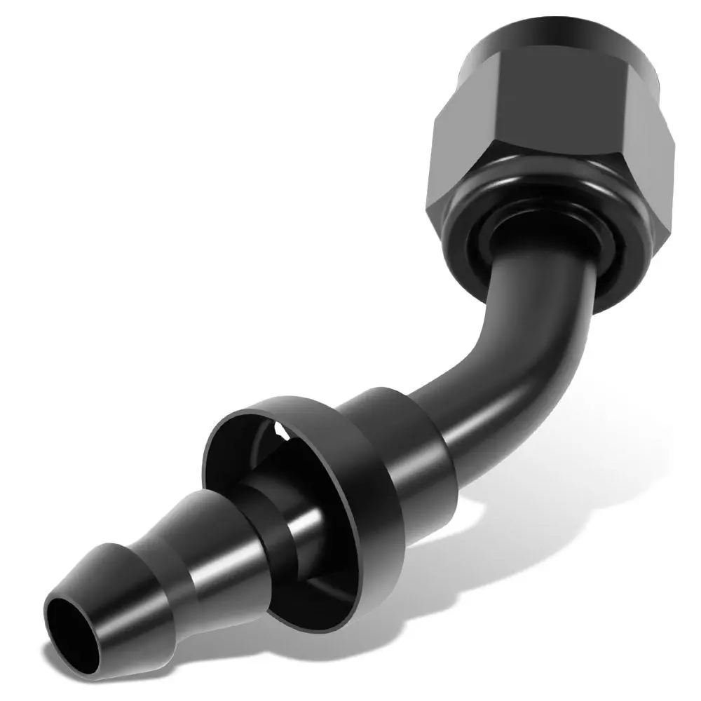 Bfc Push-On Hose End To An Female An Fitting Adapter [45 Degree] [-6 To 3/8" Barb] [Aluminum, Black] 1