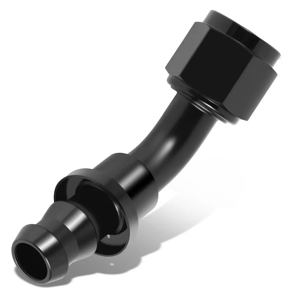 Bfc Push-On Hose End To An Female An Fitting Adapter [45 Degree] [-8 To 1/2" Barb] [Aluminum, Black] 1