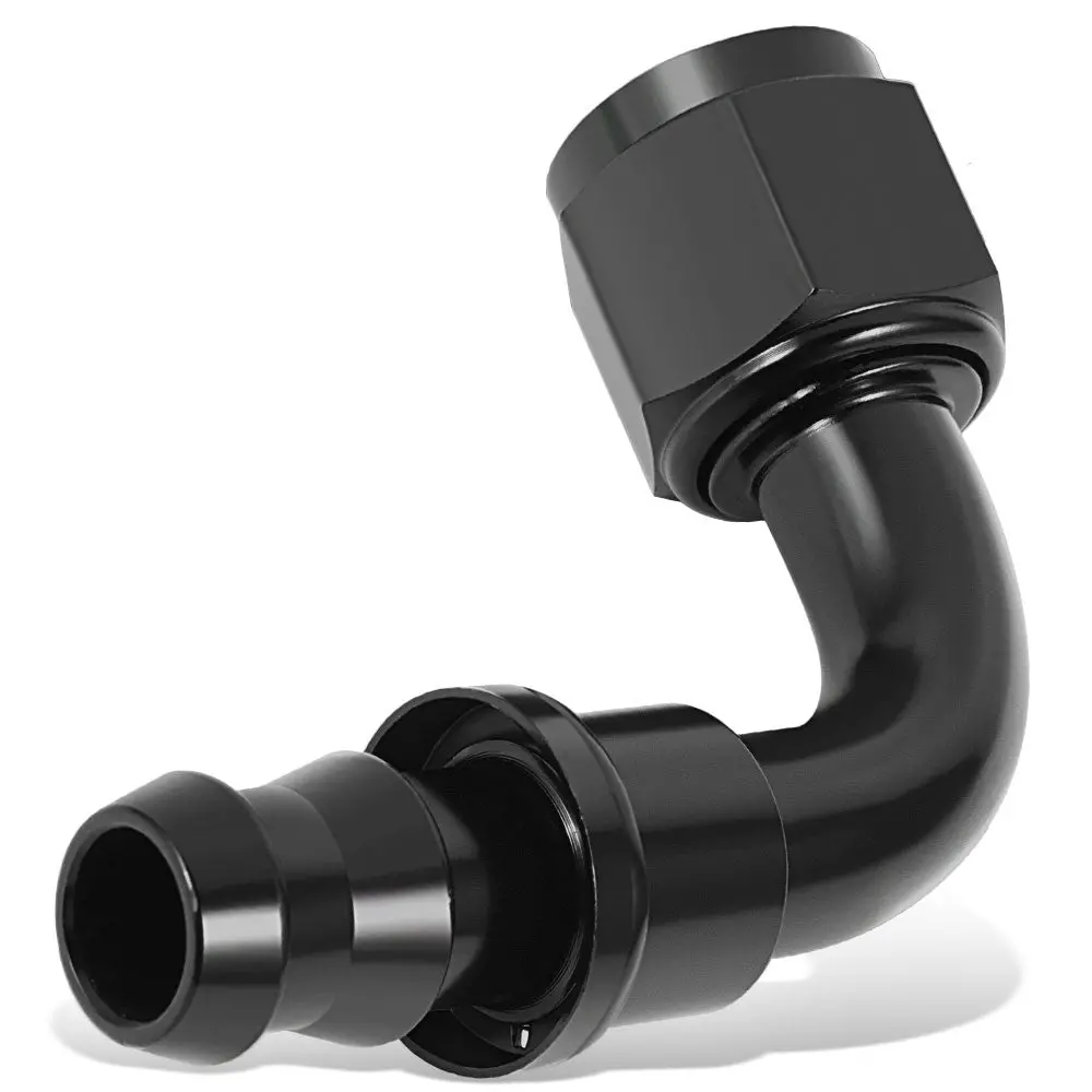 Bfc Push-On Hose End To An Female An Fitting Adapter [90 Degree] [-8 To 1/2" Barb] [Aluminum, Black] 1