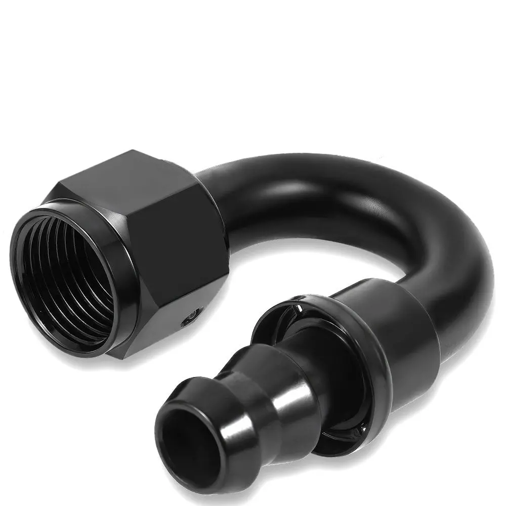 Bfc Push-On Hose End To An Female An Fitting Adapter [180 Degree] [-8 To 1/2" Barb] [Aluminum, Black] 1