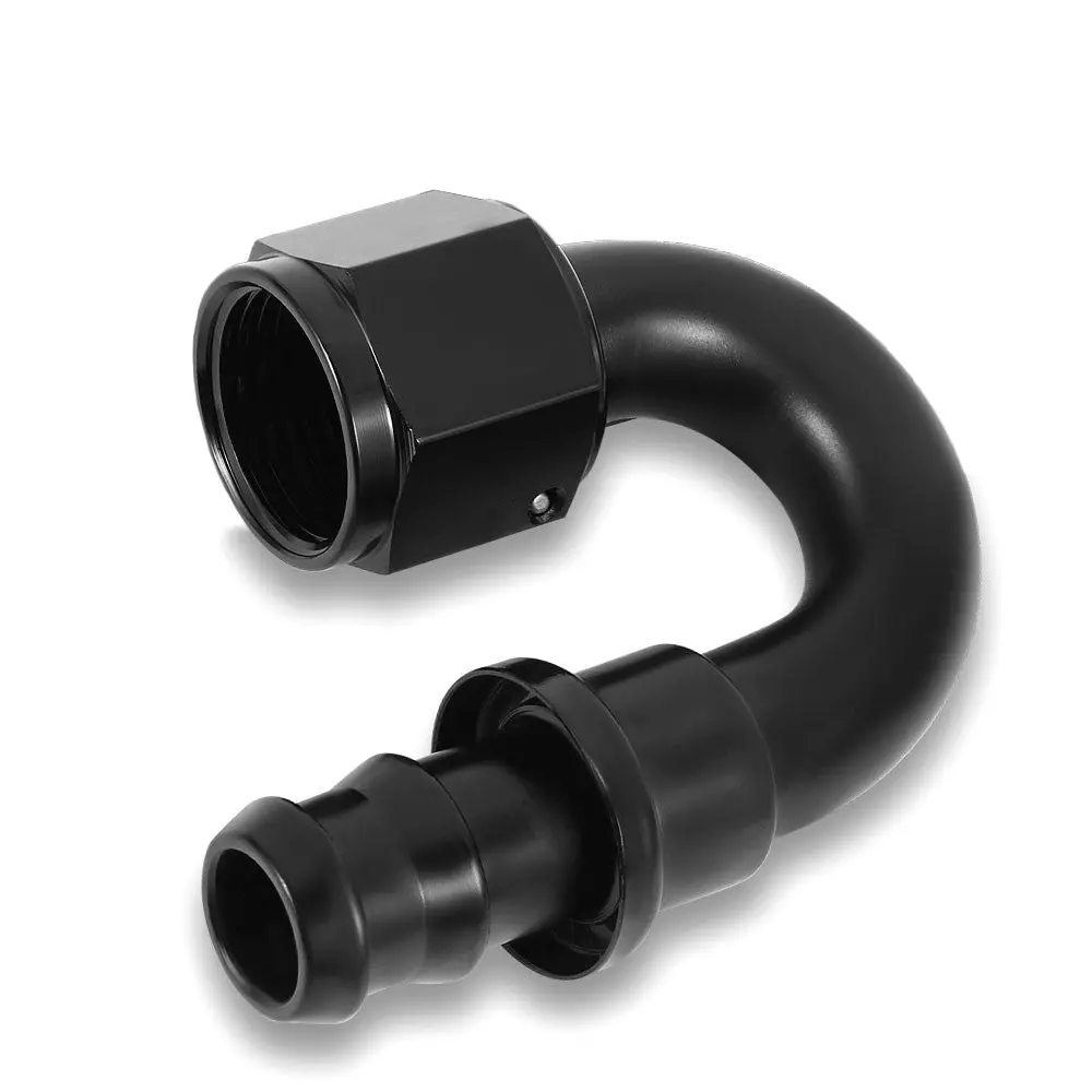 Bfc Push-On Hose End To An Female An Fitting Adapter [180 Degree] [-10 To 5/8" Barb] [Aluminum, Black] 1