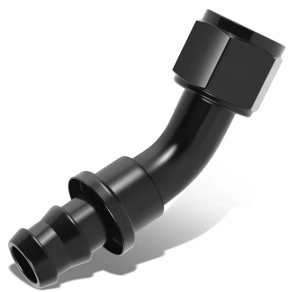 Bfc Push-On Hose End To An Female An Fitting Adapter [45 Degree] [-12 To 3/4" Barb] [Aluminum, Black] 1
