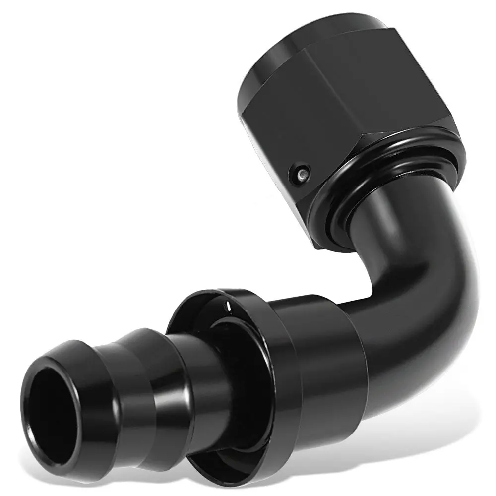 Bfc Push-On Hose End To An Female An Fitting Adapter [90 Degree] [-12 To 3/4" Barb] [Aluminum, Black] 1