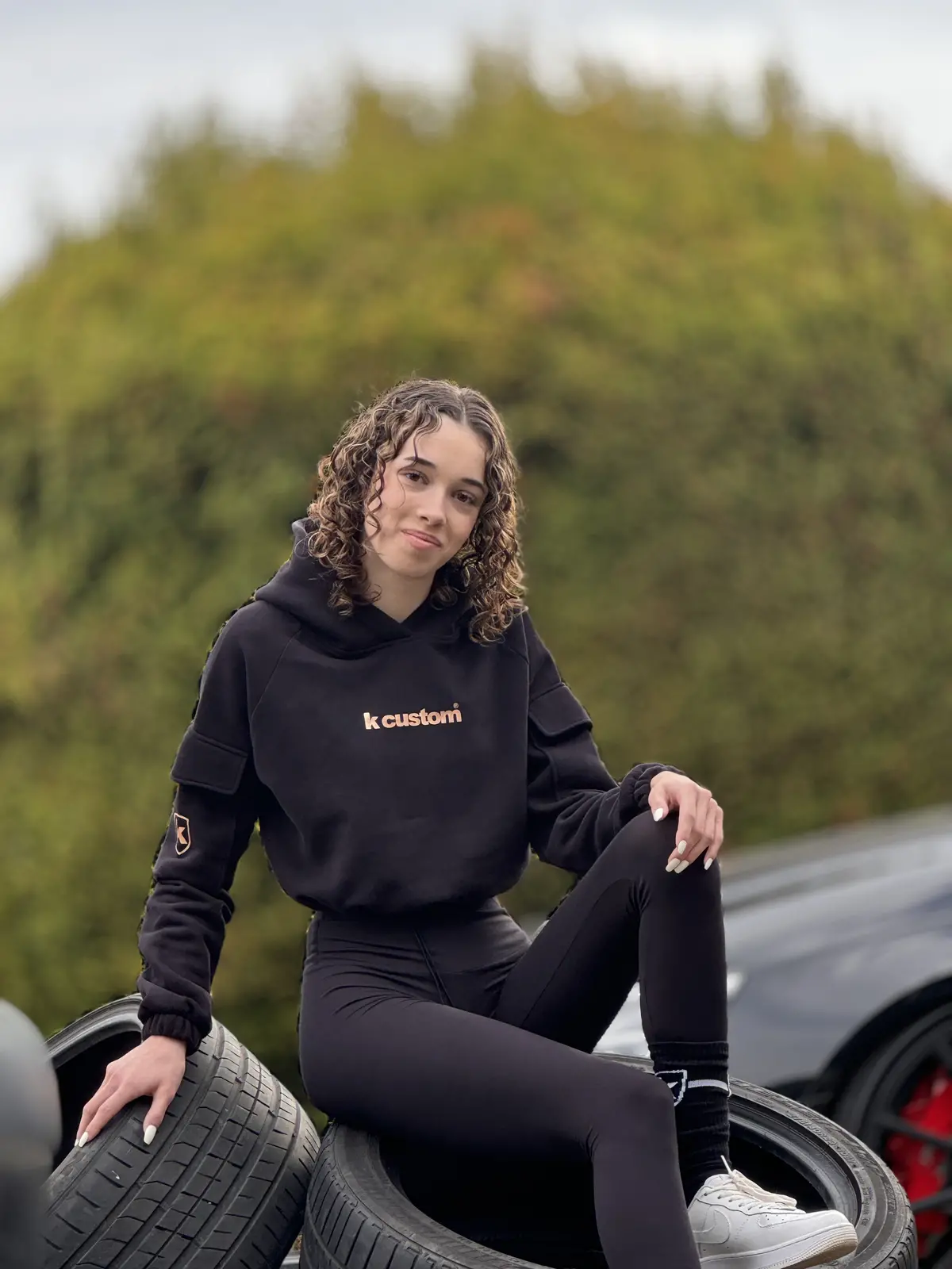 K-Custom Premium Oversize Crop - Kapuzenpullover - Black Mit Roségold Glanz 1