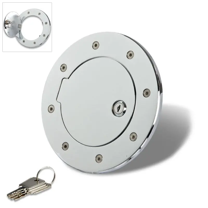 Chrome Bolt-On Gas Fuel Tank Door Cover Cap+Lock+Key For Gd-110C 1