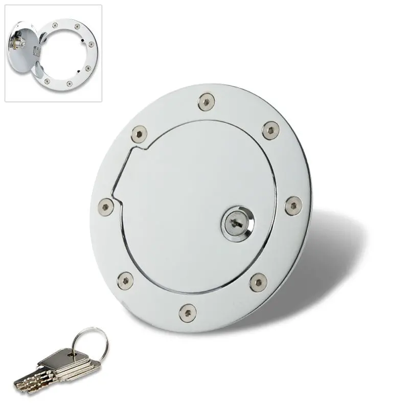 Chrome Bolt-On Gas Fuel Tank Door Cover Cap+Lock+Key For Dodge 94-05 Dakota/Ram 1