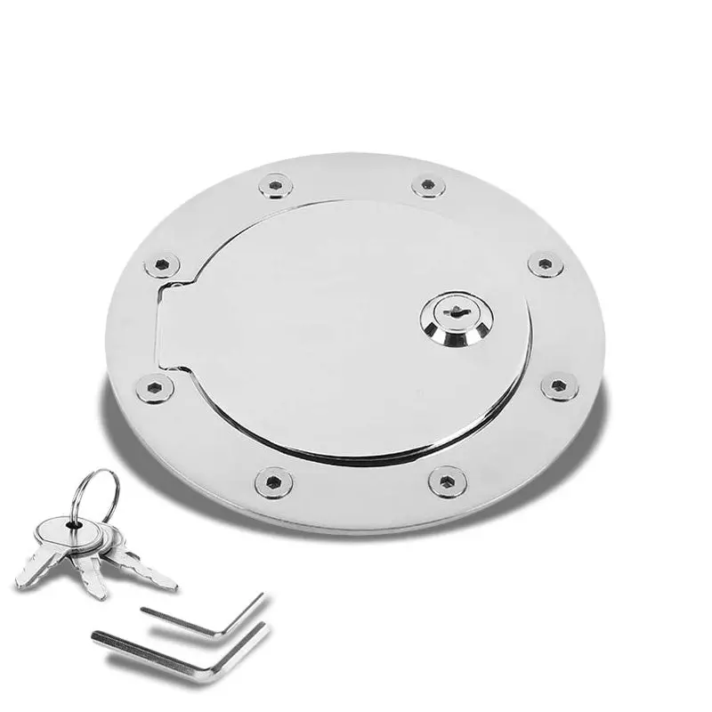 Chrome Bolton Gas Fuel Door Cover Cap+Lock+Key For Ford 97-14 F-Series/Navigator 1