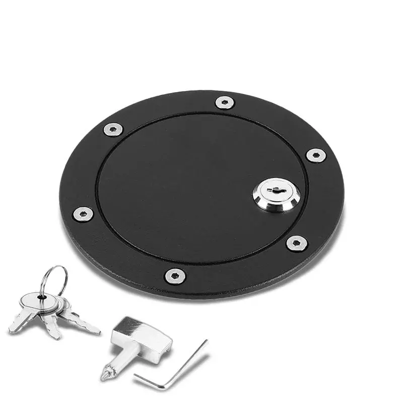 Black Bolt-On Gas Fuel Tank Door Cover Cap+Lock+Key For Ford 04-08 F-150/Mark Lt 1