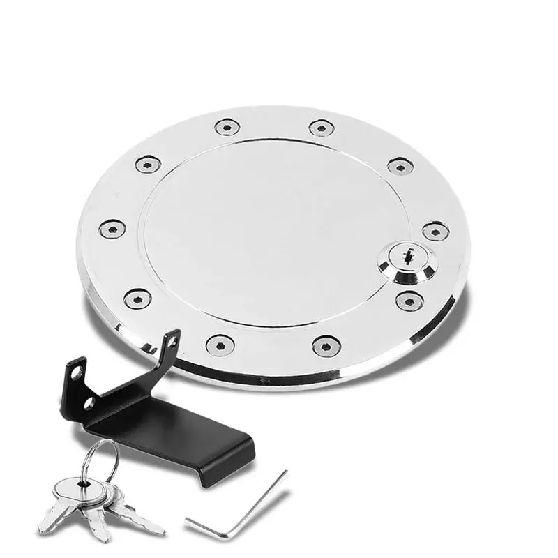 Chrome Bolt-On Gas Fuel Tank Door Cover Cap+Lock+Key For Ford 09-14 F-150 V6/V8 1