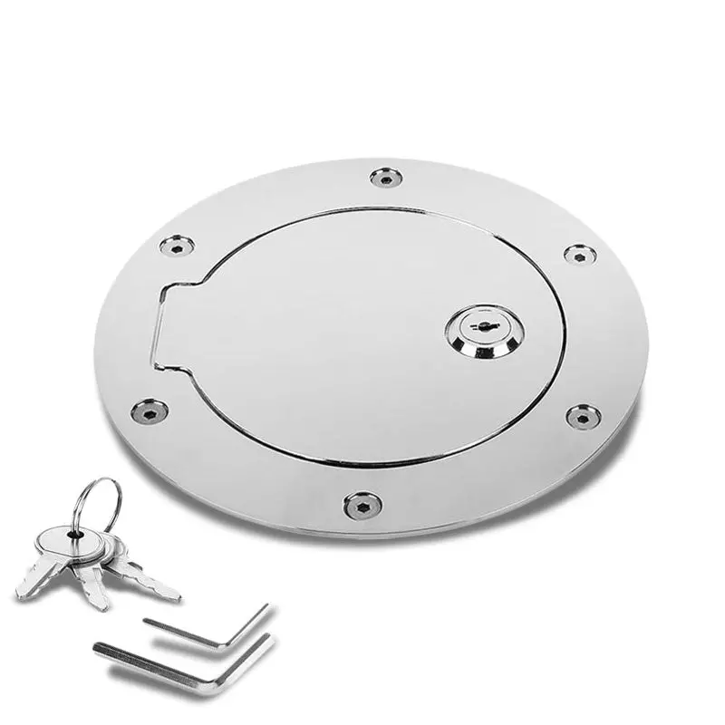 Chrome Bolt-On Gas Fuel Tank Door Cover Cap+Lock+Key For Dodge 09-16 Ram 15/2500 1
