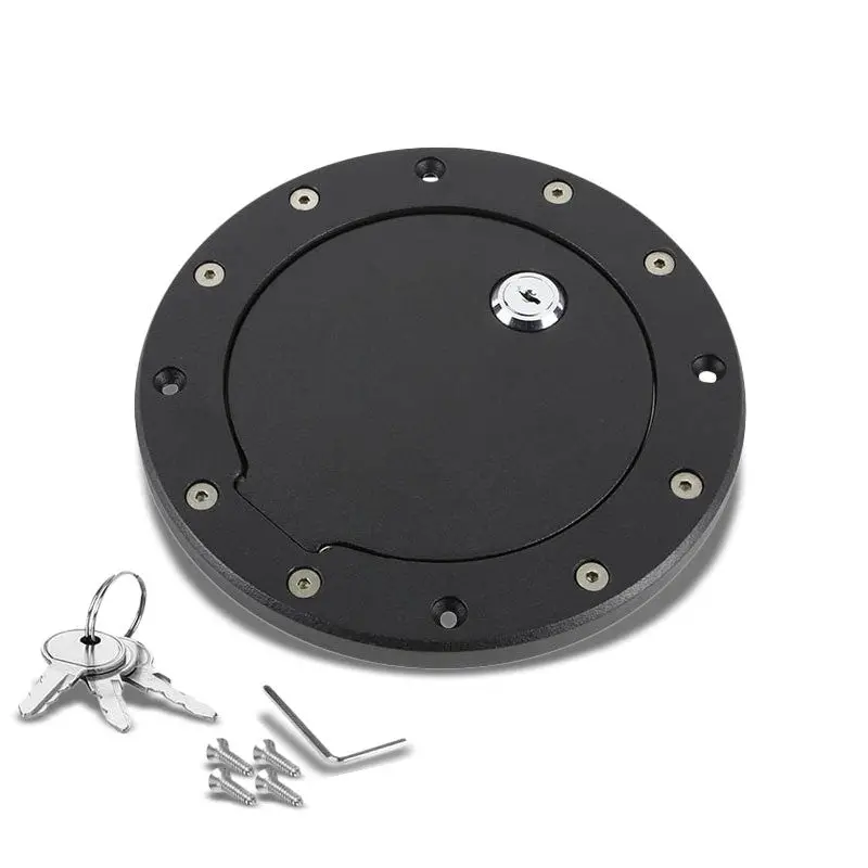 Black Bolt-On Gas Fuel Tank Door Cover Cap+Lock+Key For Jeep 97-06 Wrangler Tj 1
