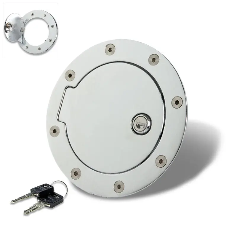 Silver Bolt-On Gas Fuel Tank Door Cover Cap+Lock+Key For Avalanche/Tahoe/Suburba 1