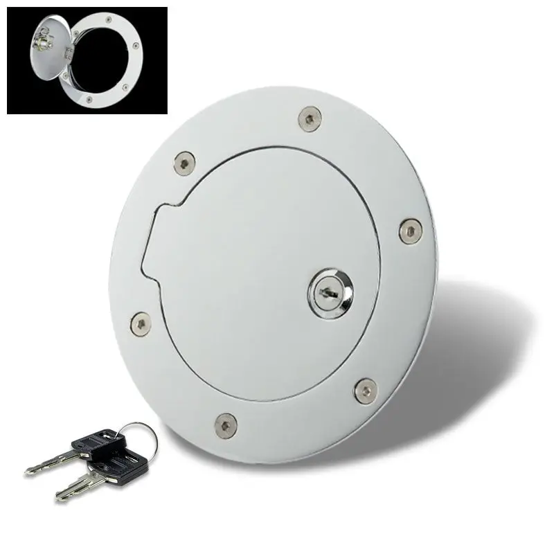 Silver Bolt-On Gas Fuel Tank Door Cover Lock+Key For Dodge 02-09 Ram 2500 3500 1