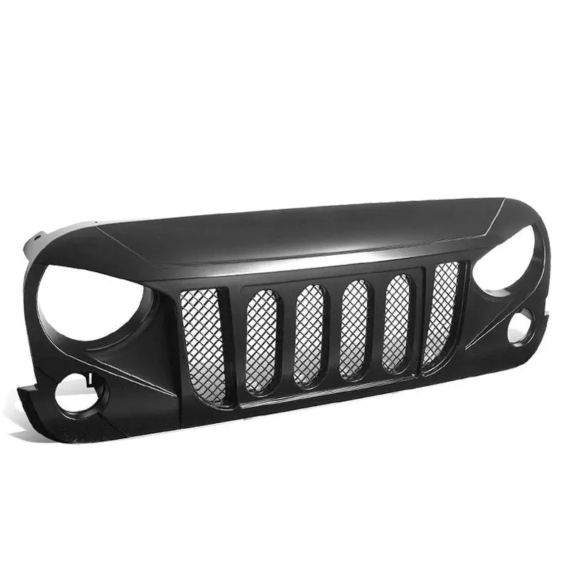 Black Satin Angry Bird/Diamond Mesh Style Front Grille For 07-17 Wrangler Jk V8 1