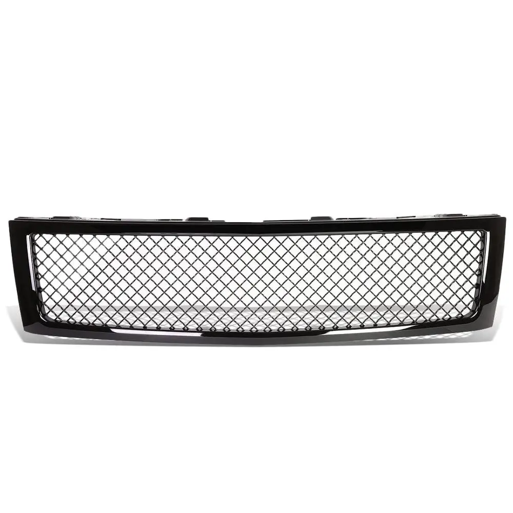 Glossy Black Badgeless Mesh Style Front Grille For 07-13 Silverado 1500 1