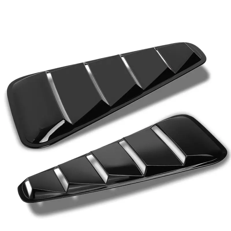 Black Shelby Look 5-Slats Side Vent Window Louvers Scoop For Ford 05-14 Mustang Coupe 1
