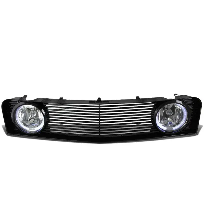 Black Vent Style Front Grille+Chrome Halo Foglight For 05-09 Ford Mustang S197 1