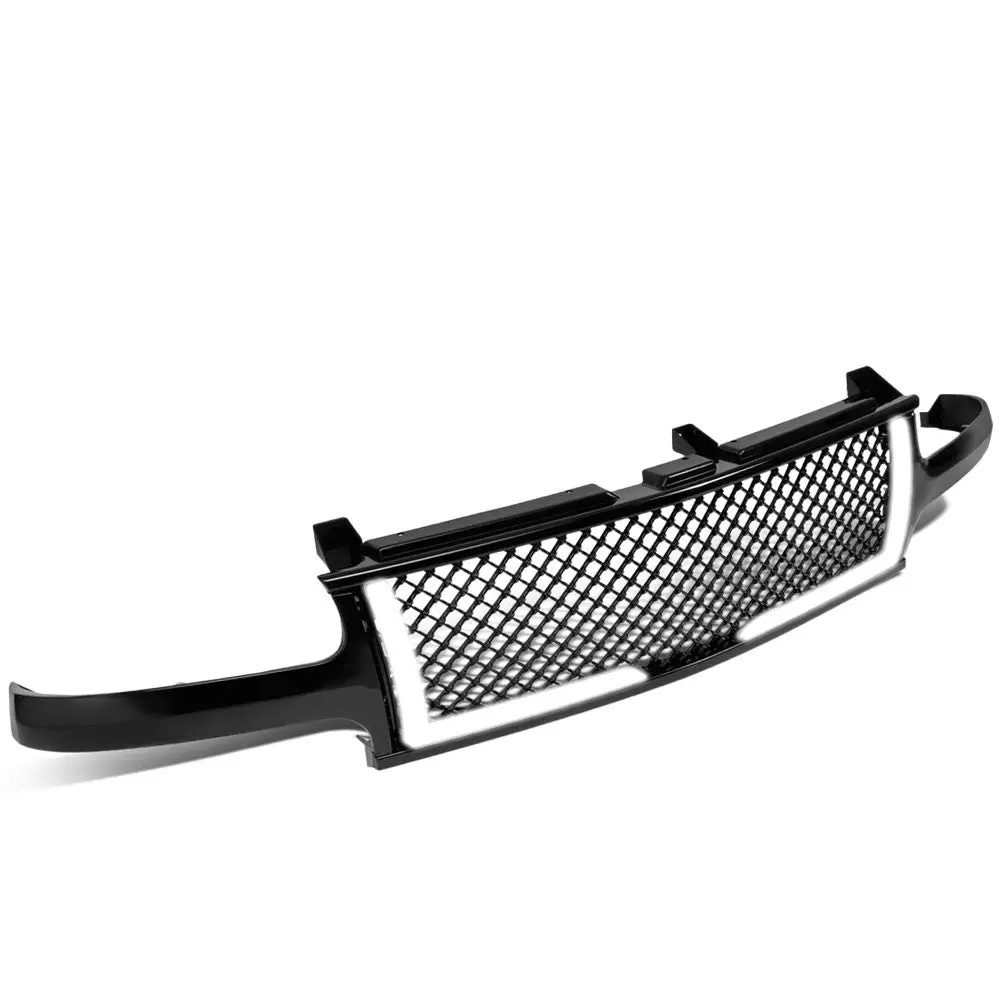 Glossy Black Badgeless Mesh Style W/Led Drl Front Grille For 00-06 Suburban 1500 1