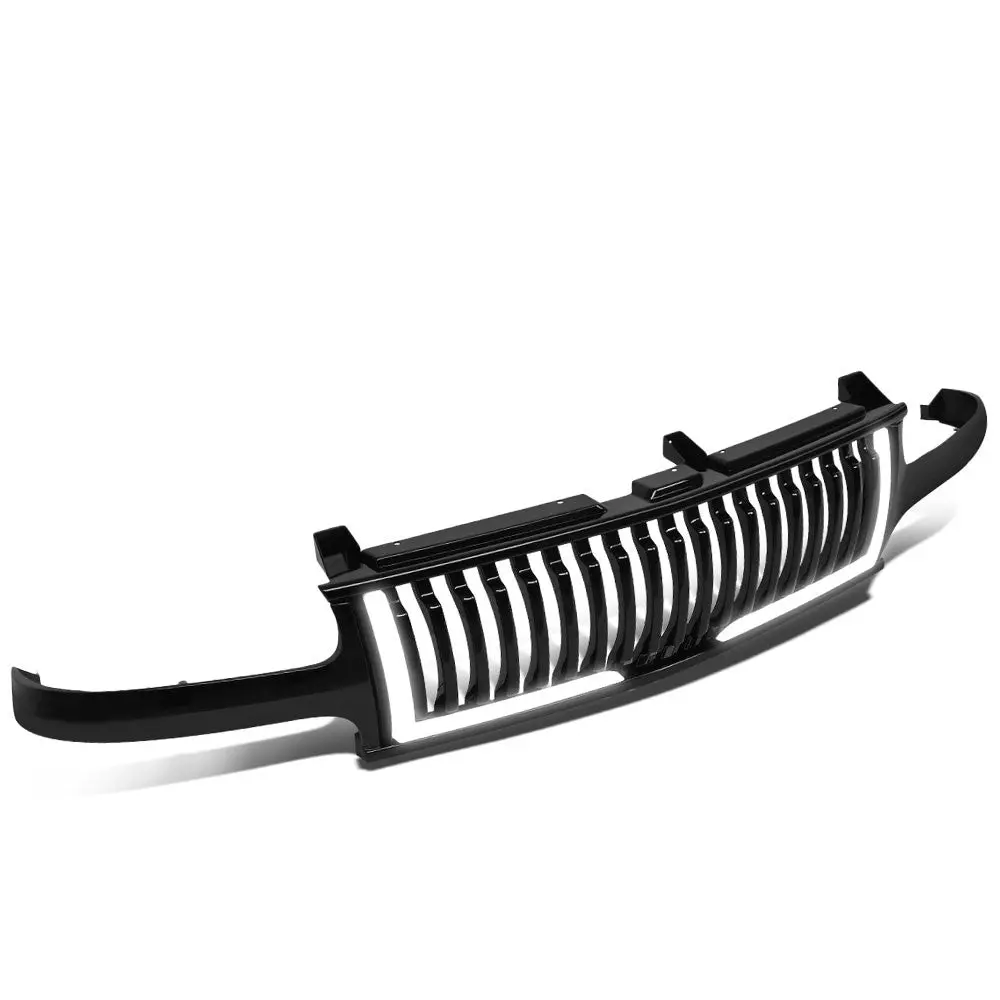 Glossy Black Vertical Style W/Led Drl Front Grille For 00-06 Suburban 1500 1