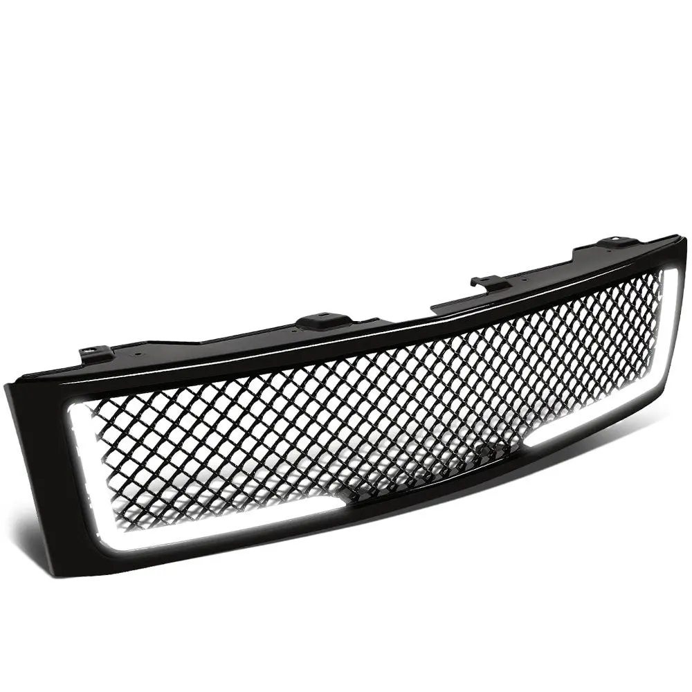 Glossy Black Mesh Style W/Led Drl Front Grille For 07-13 Chevrolet Silverado 1500 1