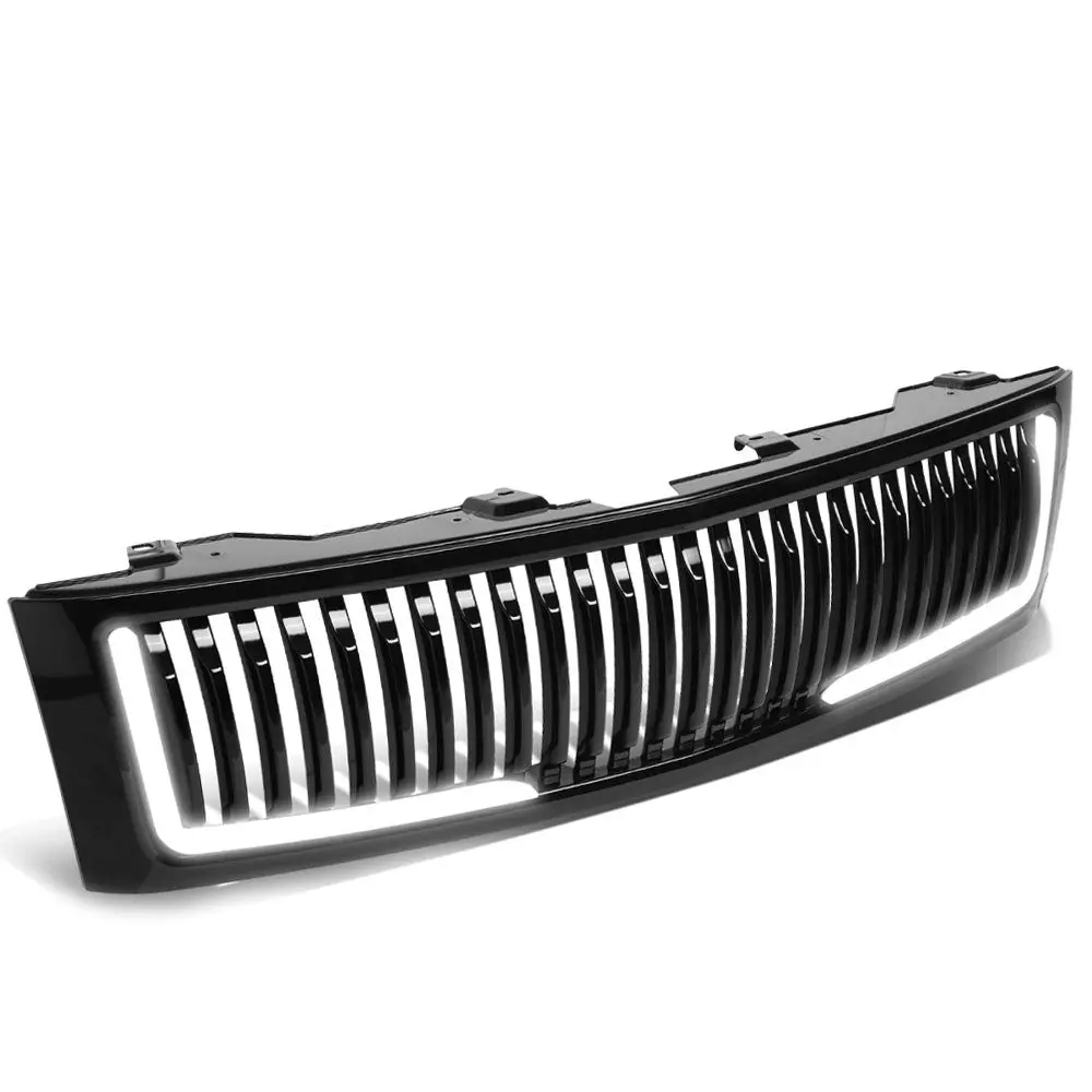 Glossy Black Vertical Style W/Led Drl Front Grille For 07-13 Silverado 1500 1