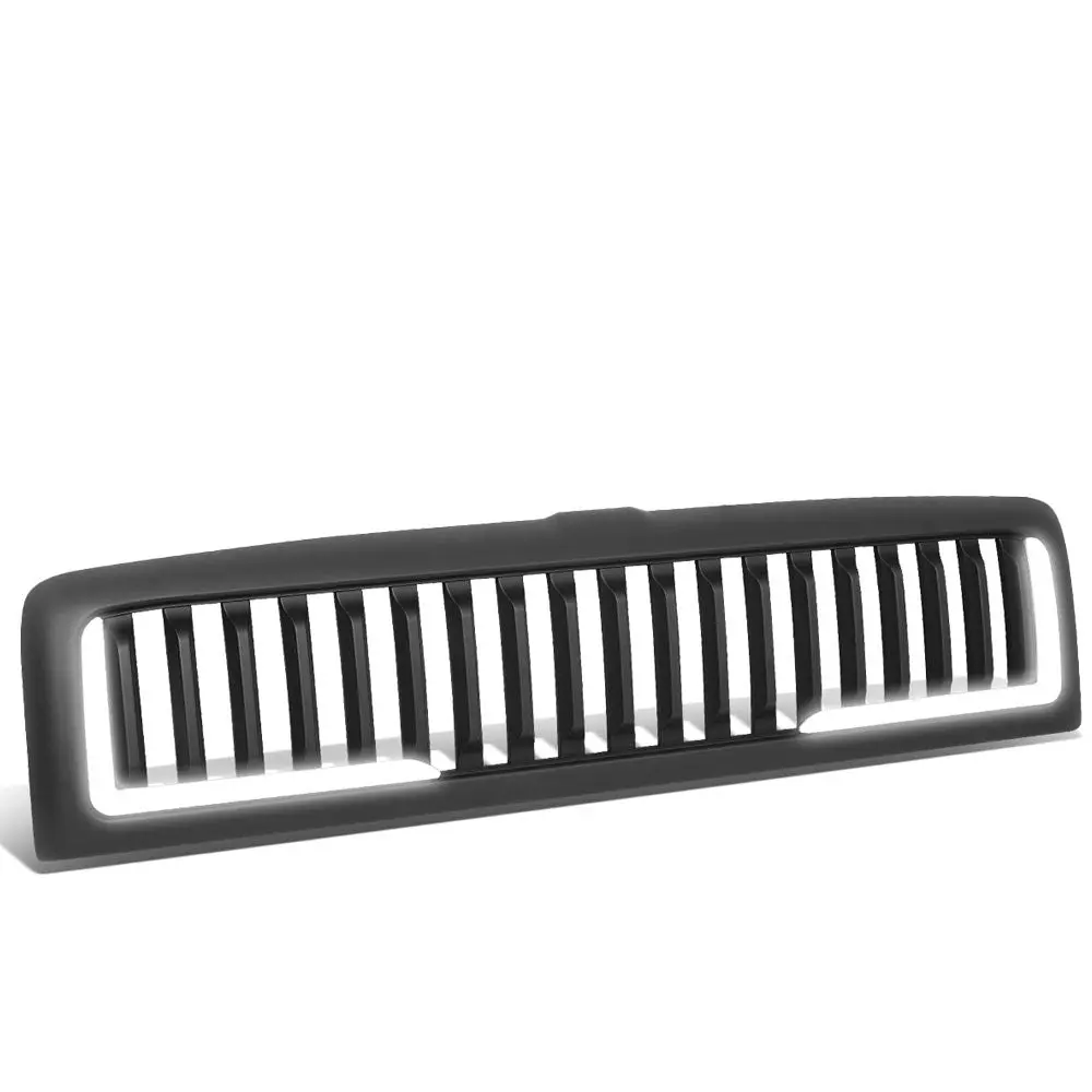 Matte Black Badgeless Vertical Style W/Led Drl Front Grille For 94-02 Ram 2500 1