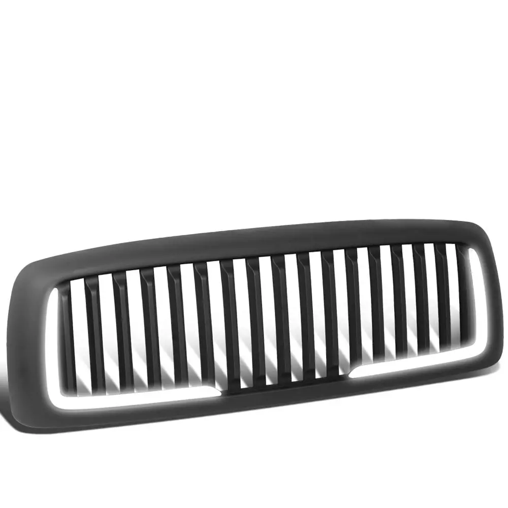 Matte Black Badgeless Vertical Style W/Led Drl Front Grille For 03-05 Ram 3500 1