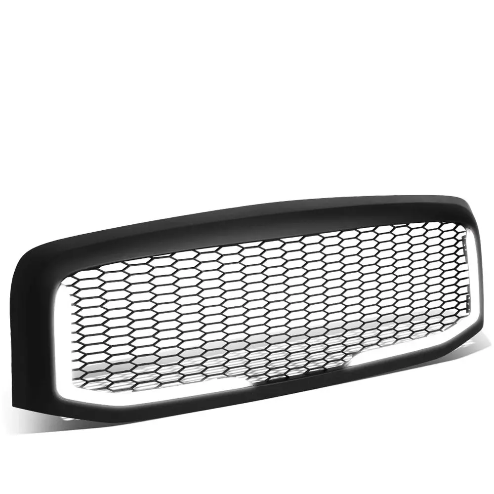Matte Black Badgeless Mesh Style W/Led Drl Front Grille For 06-08 Ram 1500 1