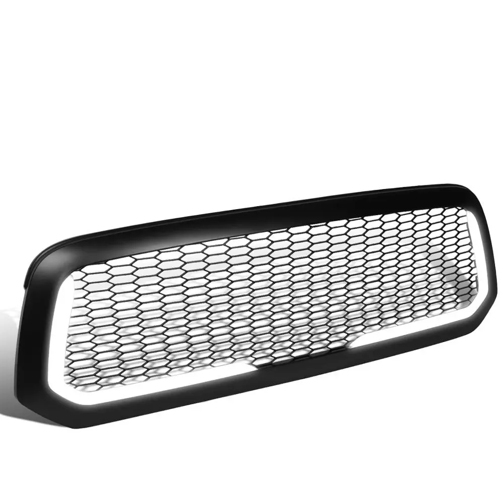 Matte Black Badgeless Mesh Style W/Led Drl Front Grille For 13-18 Ram 1500 1
