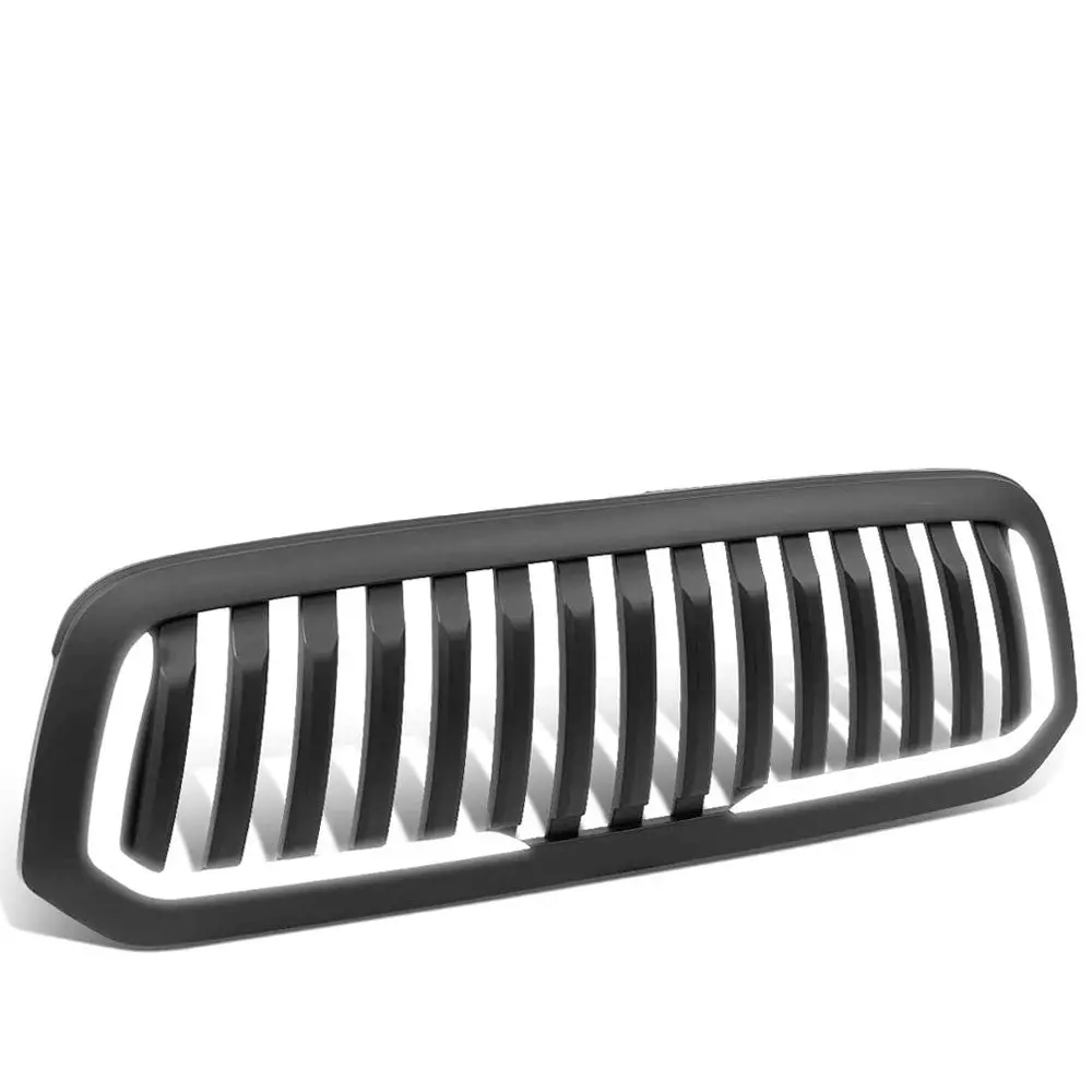 Matte Black Badgeless Vertical Style W/Led Drl Front Grille For 13-18 Ram 1500 1