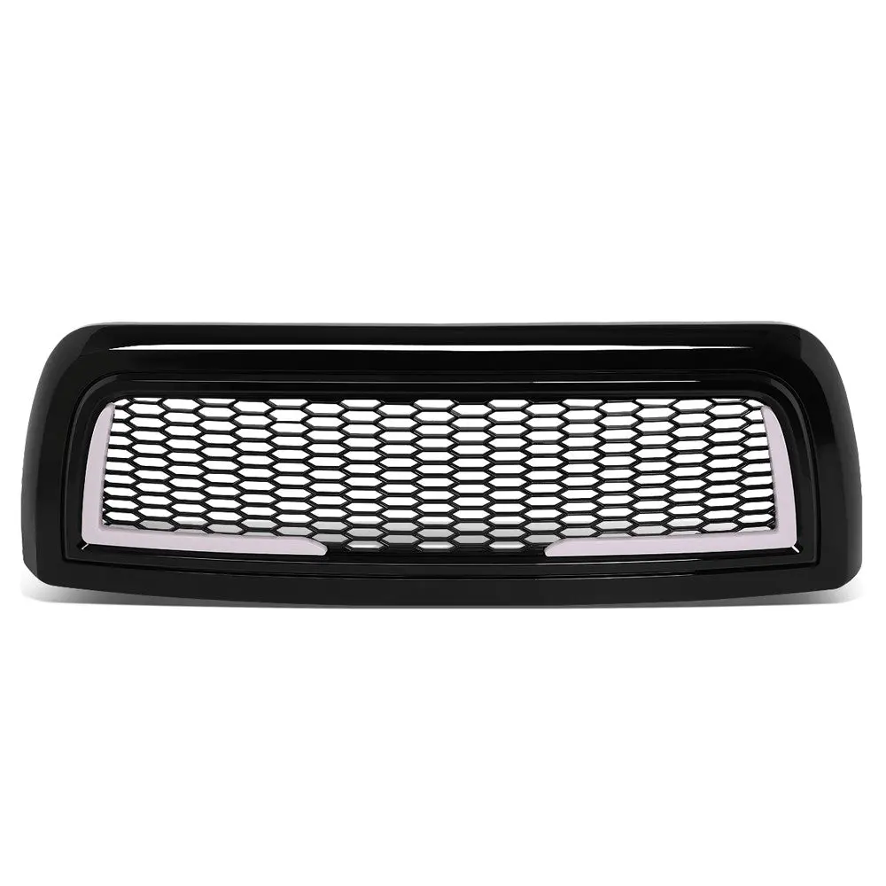 Black Glossy Badgeless Vertical Slat Style Front Grille W/Led For 10-18 Ram 2500 3500 1