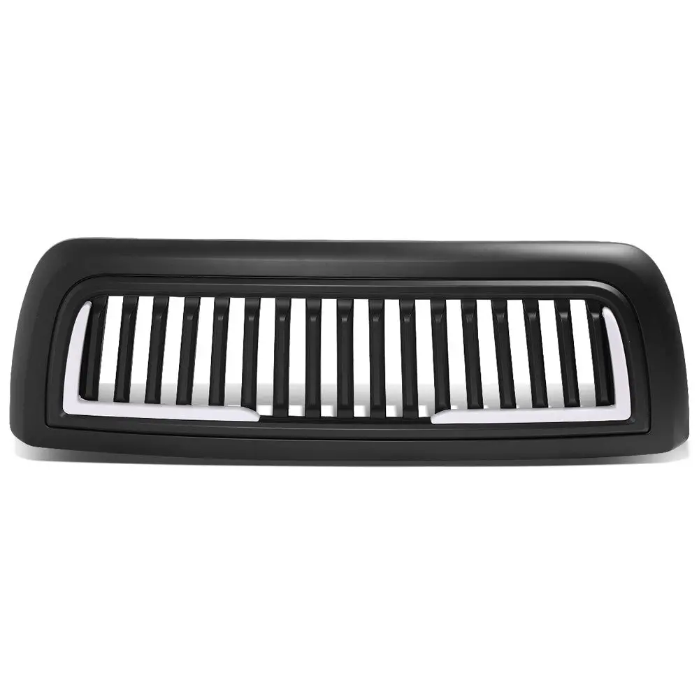 Black Matte Badgeless Vertical Slat Style Front Grille W/Led For 10-18 Ram 3500 1