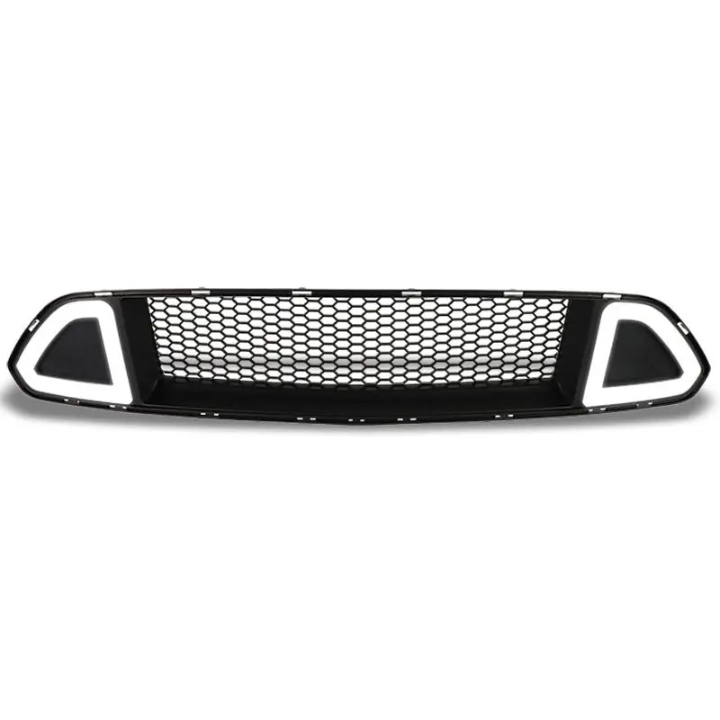 Honeycomb Matte Black Front Up Grille +Led Drl Running Light For 15-17 Mustang 1