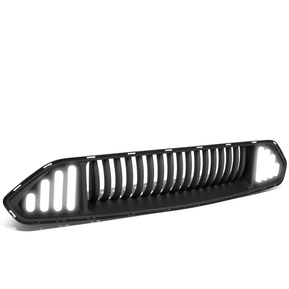 Black Vertical Style Bar Style Led Drl Front Upper Grille For 18-20 Ford Mustang 1