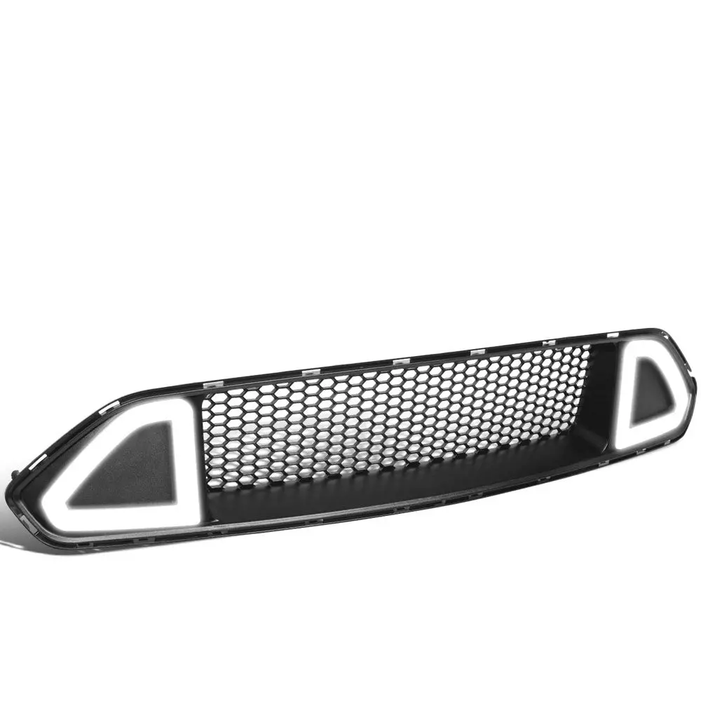 Black Mesh Style Ring Style Led Drl Front Upper Grille For 18-20 Ford Mustang 1